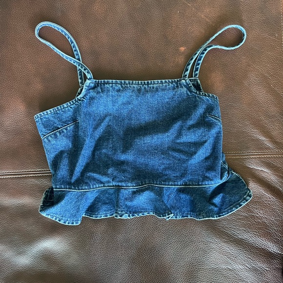 Denim zip up tank top - Picture 1 of 3